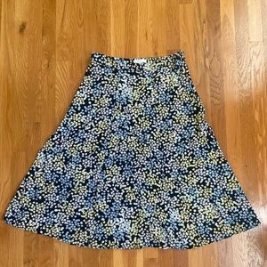 Black floral mid length skirt